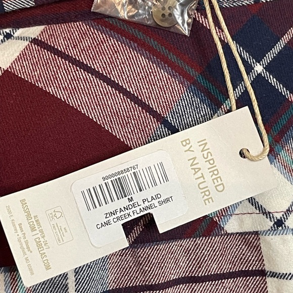 Bass Pro Shops Maroon, Navy and White Plaid Shirt - Picture 4 of 5